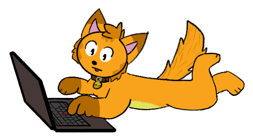 Image de mon fursona qui fait quelque chose sur son ordinateur portable.